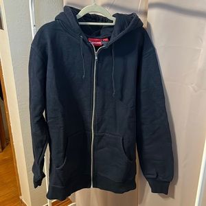 Men’s Supreme Old English Hood Logo Zip Up Hoodie, Navy XL